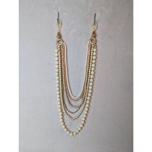 Layered cream bead statement necklace